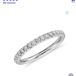 Blue Nile French Pave Diamond Ring in 14k white gold, size 5.5